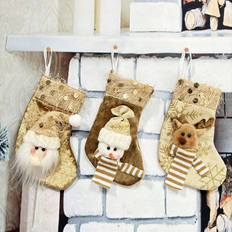 Christmas Stocking Hanging - 3 шт. рождественских декоративных носков, украшения