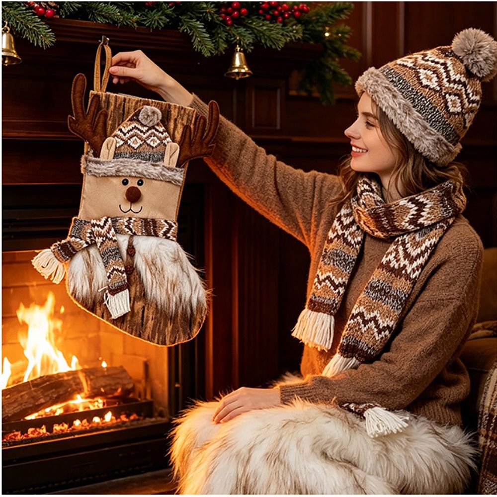 Christmas Stocking Hanging - Мультяшные рождественские носки с изображением Санты,