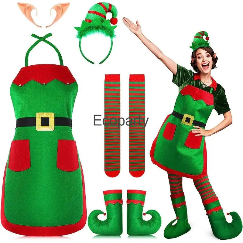 Elf Costume Christmas - Женский рождественский костюм, фартук для косплея