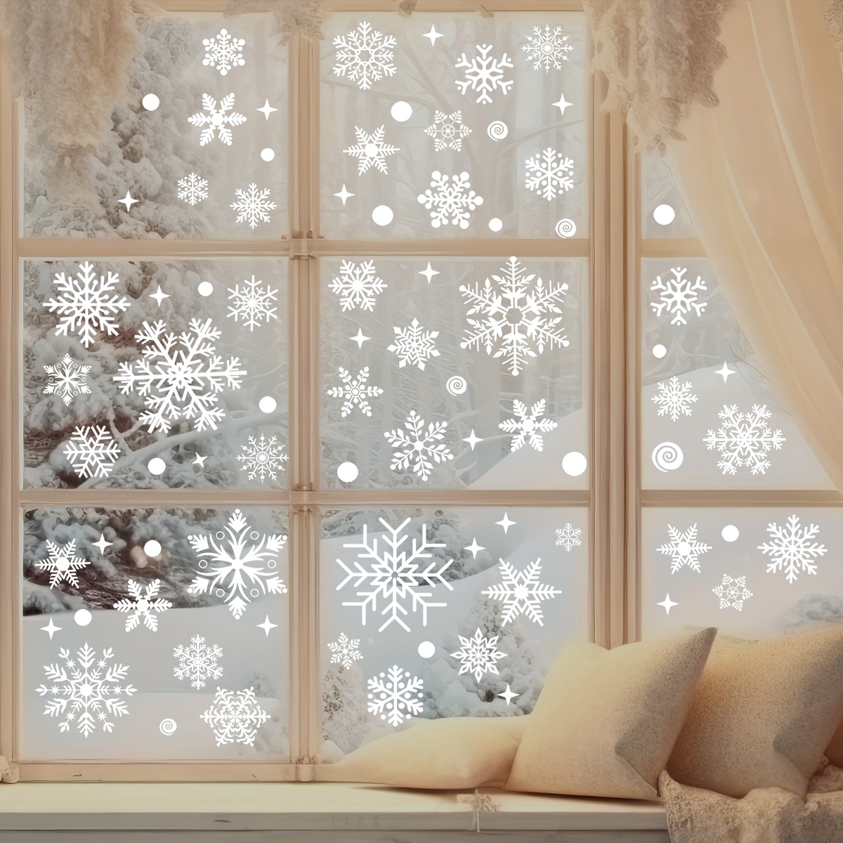 4 листа рождественских наклеек – обзор и цена Snowflake Window Decal