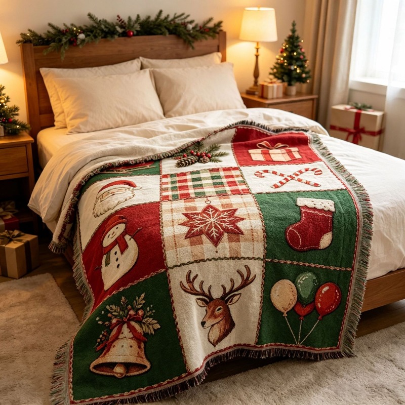 Рождественский жаккардовый гоб – обзор и цена Christmas Throw Blanket