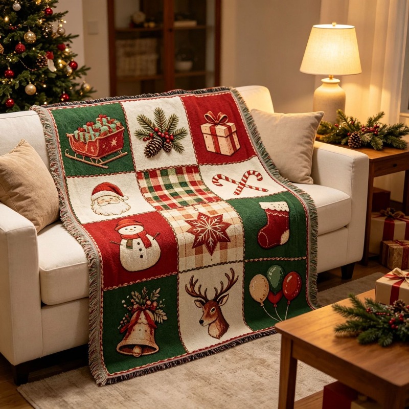 Рождественский жаккардовый гоб – обзор и цена Christmas Throw Blanket
